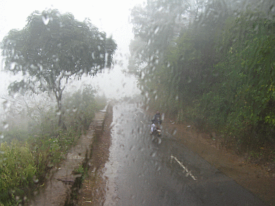 Caught up in heavy rain