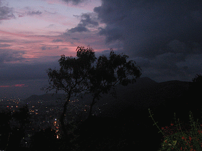 Bejewelled citiscape as dusk settles in from atop Kailashgiri hill